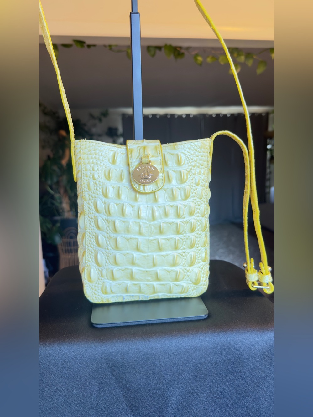 Brahmin Yellow Buttercup Melbourne Marley Croc Crossbody
